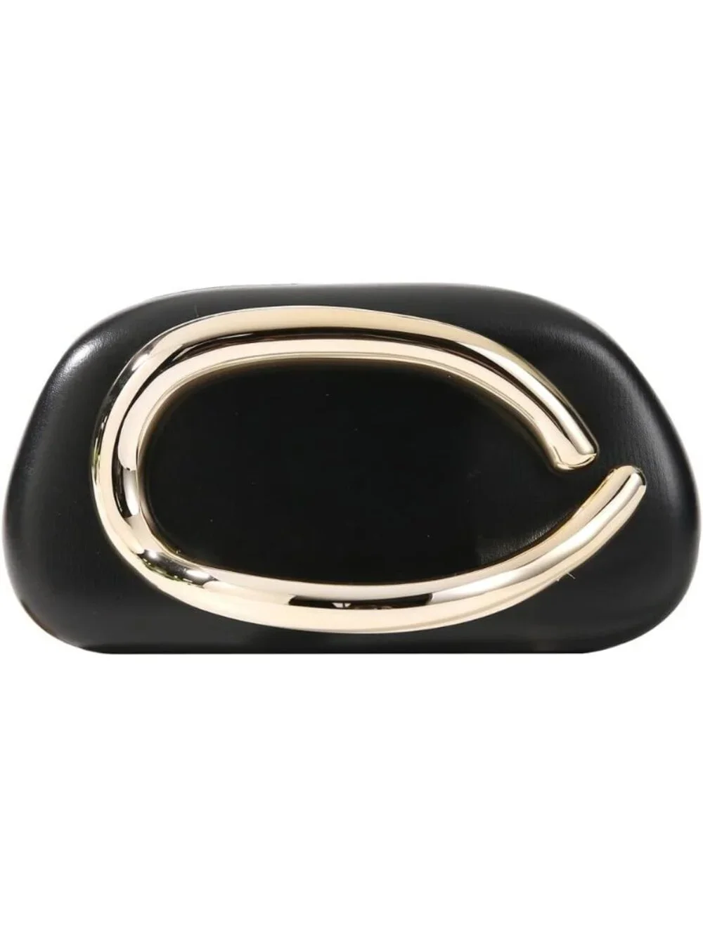 👜Women's Black Art Deco Clutch Gold-Tone Handle Evening Party Purse Bag